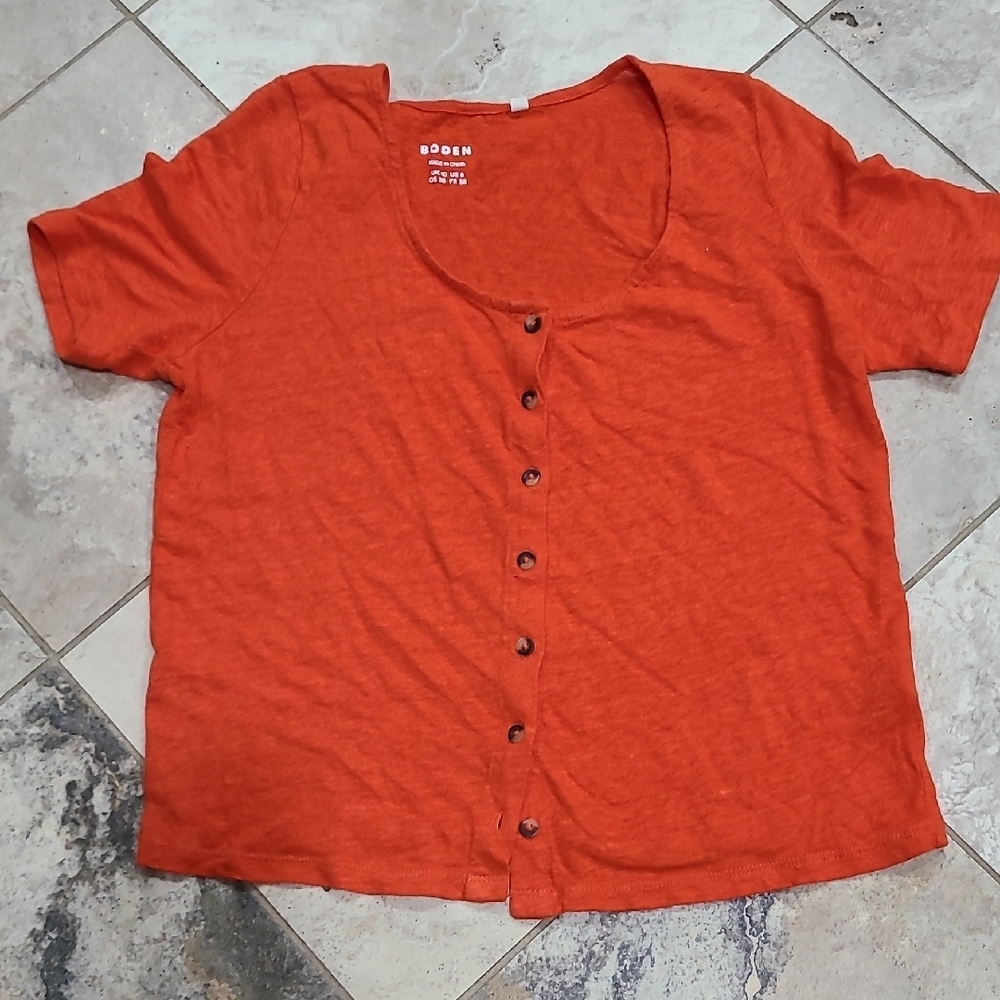 Boden Women's Bright Orange Button-Down Shirt